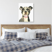 Niedliche kleine Pit Bull Puppy Wasserfarbe Malere Leinwanddruck (Insitu (Schlafzimmer))
