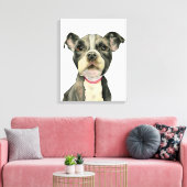Niedliche kleine Pit Bull Puppy Wasserfarbe Malere Leinwanddruck (Insitu (Wohnzimmer))