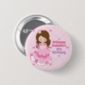 Niedliche kleine Prinzessin Geburtstagsparty Pink Button (Vorne & Hinten)