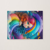 Niedliche kleine Prinzessin mit Regenbogen Puzzle (Horizontal)