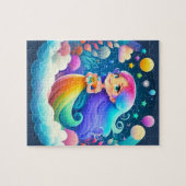 Niedliche kleine Prinzessin mit Regenbogen Puzzle (Horizontal)