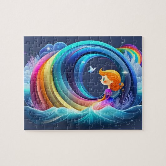Niedliche kleine Prinzessin mit Regenbogen Puzzle (Horizontal)