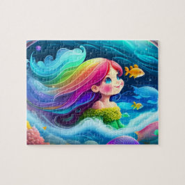 Niedliche kleine Prinzessin mit Regenbogen Puzzle