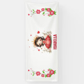 Niedliche kleine Prinzessin mit rotem Kleid Banner (Vertikal)
