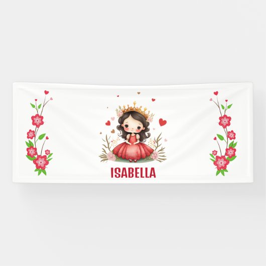 Niedliche kleine Prinzessin mit rotem Kleid Banner (Horizontal)