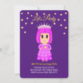 Niedliche kleine Prinzessin & Stars auf Royal Lila Einladung (Vorderseite)