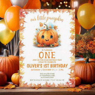 Niedliche Kleine Pumpkin Geburtstagsparty Einladun Einladung