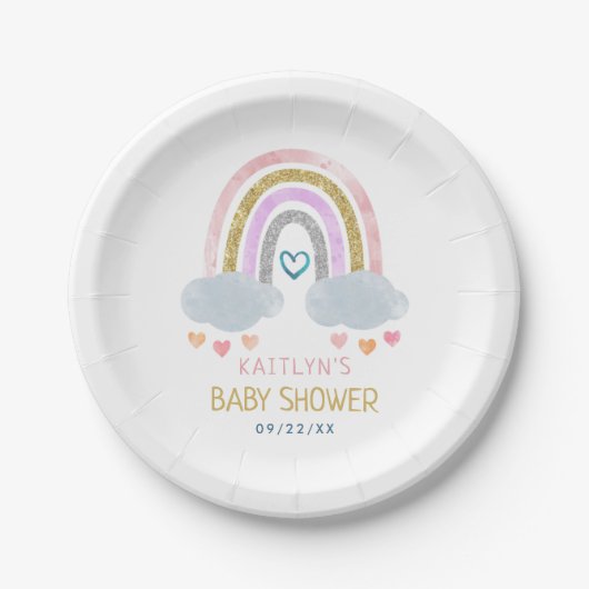 Niedliche Kleine Rainbow Baby Duschpapierplatte Pappteller (Vorderseite)