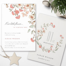 Niedliche kleine Rosa Blume Baby Girl Birthday Ein Dankeskarte