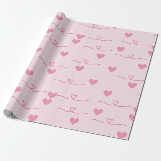 Niedliche kleine rosa Herzen Geschenkpapier (Ungerollt)