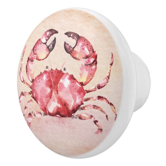 Niedliche kleine rosa Krabbe, die über den Sand ta Keramikknauf (Rechts)