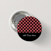 Niedliche kleine rote Herzen auf schwarz Button (Vorne & Hinten)