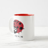 Niedliche kleine rote Ladybug Personalisiert Zweifarbige Tasse (Vorderseite Links)