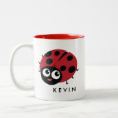 Niedliche kleine rote Ladybug Personalisiert Zweifarbige Tasse (Links)