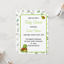 Niedliche kleine Schildkröten-Babydusche Einladung