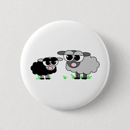 Niedliche kleine schwarze Schafe und BigGray Button (Vorderseite)