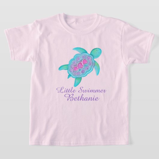 Niedliche kleine Schwimmermädchen Rosa Aquarellsch T-Shirt (Ablage )