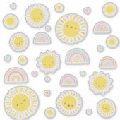 Niedliche kleine Sonnen, Regenbogen und Herzen Aufkleber (Vorderseite)