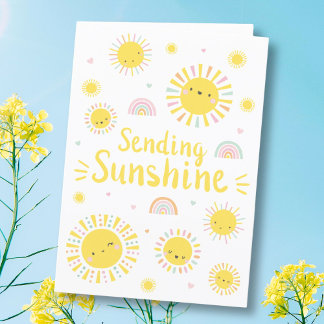 Niedliche kleine Sonnen und Regenbogen Dankeskarte