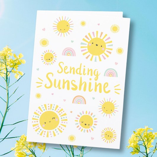 Niedliche kleine Sonnen und Regenbogen Dankeskarte