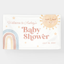 Niedliche Kleine Sun & Rainbow Baby Dusche Willkom Banner