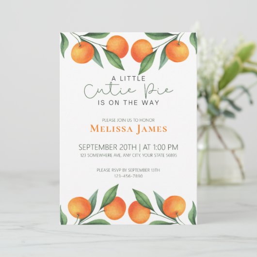 Niedliche kleine Süsse ist unterwegs mit Citrus Ba Einladung (Stehend Vorderseite)