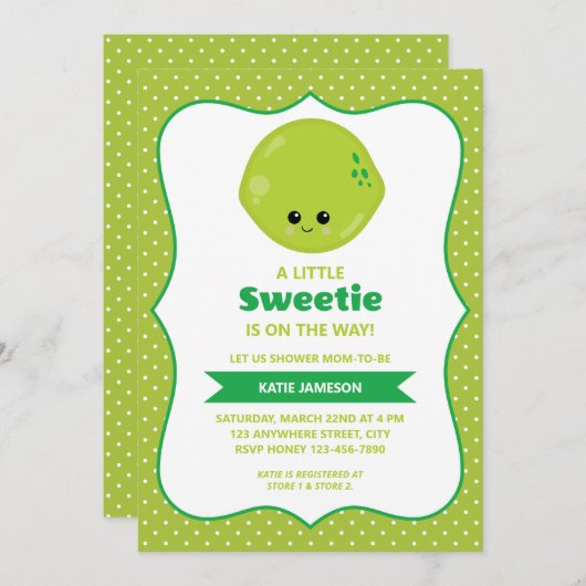Niedliche kleine Sweetie Limon Babydusche Einladung (Vorne/Hinten)