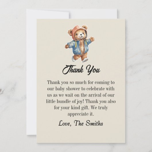Niedliche kleine Teddybaby Dusche Danke Karte (Vorderseite)