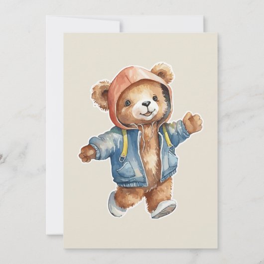 Niedliche kleine Teddybaby Dusche Danke Karte (Rückseite)