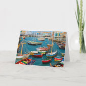 Niedliche kleine Touristenstadt Moderne Hafenfanta Dankeskarte (Vorderseite)