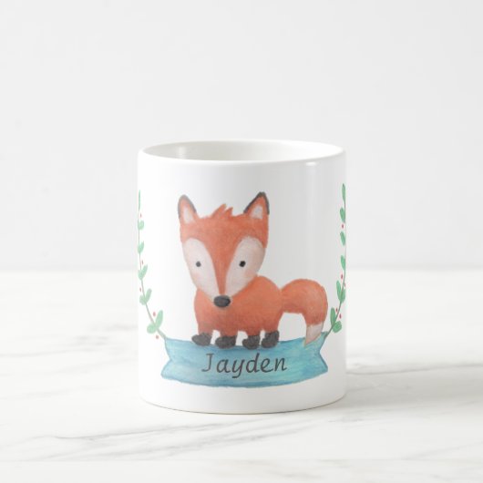 Niedliche Kleine Waldfox Personalisiert Kids Tasse (Mittel)