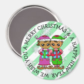Niedliche kleine Whimsical Elves Weihnachten Magnet (Vorderseite/Rückseite)