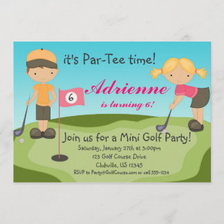 Niedliche kleines Mädchen-Golf-Geburtstags-Party Einladung