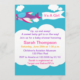 Niedliche Kleinflugzeugdusche für Mädchen Einladun Einladung