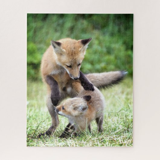 Niedliche Kleintiere | Adorable Fox Kit & Mama Puzzle (Vertikal)