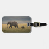 Niedliche Kleintiere | Afrikanische Elefantenfamil Gepäckanhänger (Vorderseite horizontal)