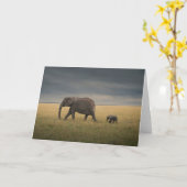 Niedliche Kleintiere | Afrikanische Elefantenfamil Karte (Gelbe Blume)