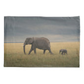 Niedliche Kleintiere | Afrikanische Elefantenfamil Kissenbezug (Rückseite)