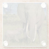 Niedliche Kleintiere | Amama Elefant mit Baby Glasuntersetzer (Rückseite)