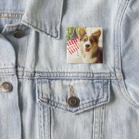 Niedliche Kleintiere | American Flag Corgi Button (Beispiel)