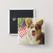 Niedliche Kleintiere | American Flag Corgi Button (Vorne & Hinten)
