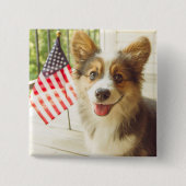Niedliche Kleintiere | American Flag Corgi Button (Vorderseite)
