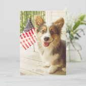 Niedliche Kleintiere | American Flag Corgi Dankeskarte (Stehend Vorderseite)