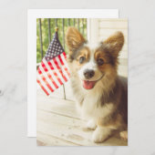 Niedliche Kleintiere | American Flag Corgi Dankeskarte (Vorne/Hinten)