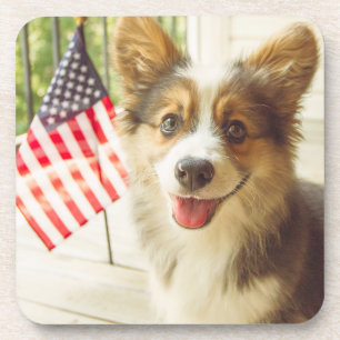 Niedliche Kleintiere American Flag Corgi Getränkeuntersetzer