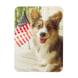 Niedliche Kleintiere American Flag Corgi Magnet