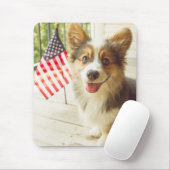 Niedliche Kleintiere | American Flag Corgi Mousepad (Mit Mouse)