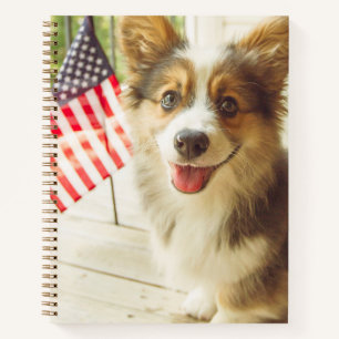 Niedliche Kleintiere American Flag Corgi Notizblock