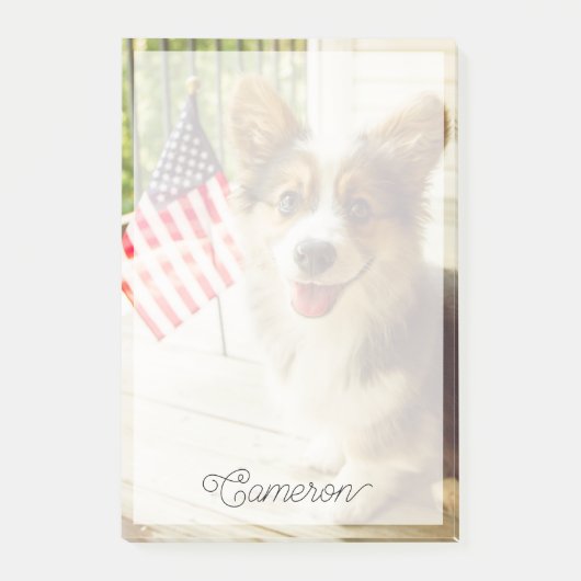 Niedliche Kleintiere | American Flag Corgi Post-it Klebezettel (Vorderseite)