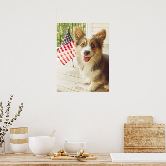 Niedliche Kleintiere | American Flag Corgi Poster (Küche)
